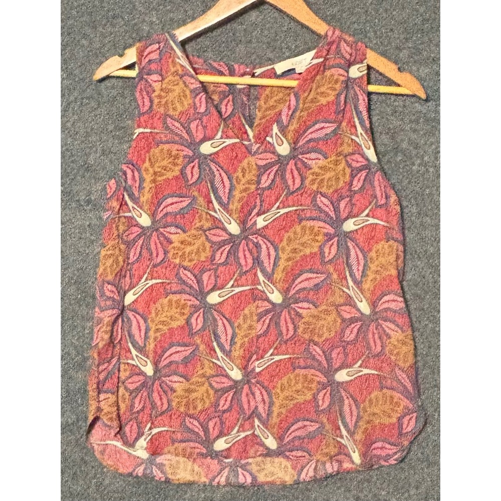 LOFT Petite Floral Sleeveless V Neck Top Women's Size XS Petite 100% Rayon